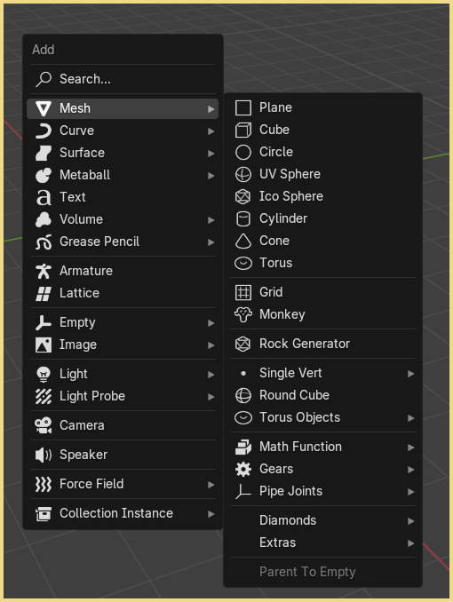Mesh menu