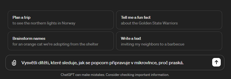 Příklad zadání promptu